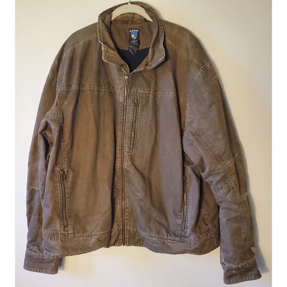 Kuhl Mens XXL Full Zip Jacket Vintage Patina Dye Espresso Brown Heavy Cotton EUC - Picture 1 of 10